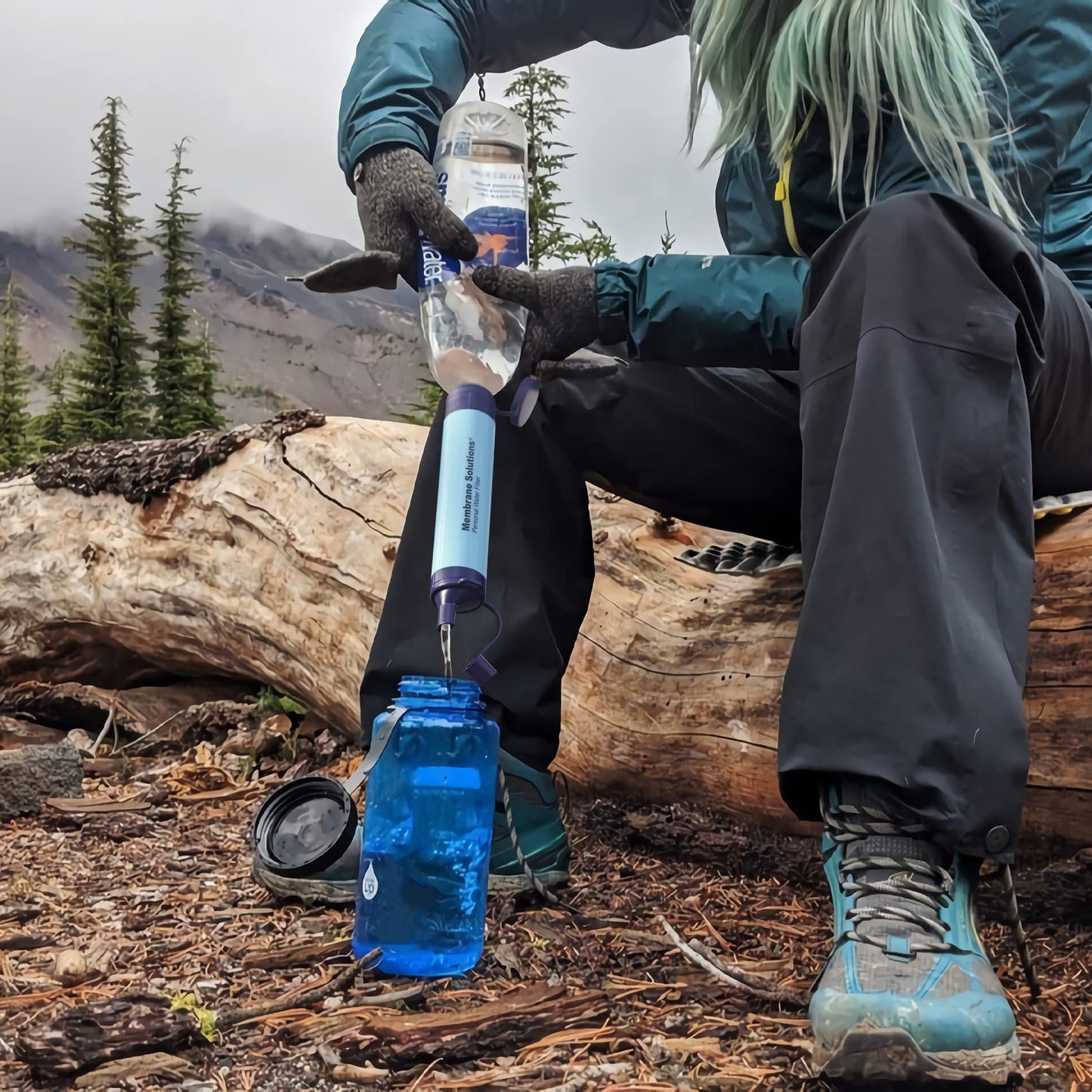 Membrane Solutions Straw Water Filter S1, NSF/ANSI 42&372&401 certificated, Survival Filtration Portable Gear, Emergency Preparedness, Supply for Drinking Hiking Camping Team Family Outing, 4 Pack