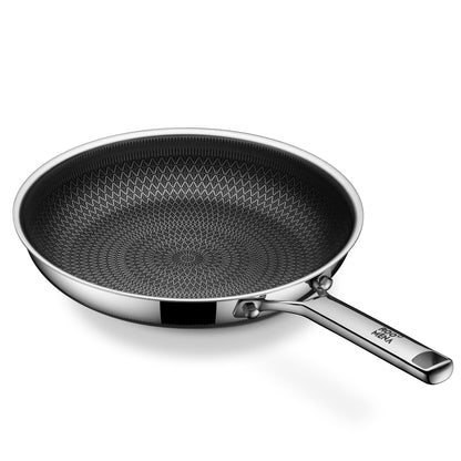 Non Stick Frying Pans Hybrid Ceramic, 12 Inch Tri-Ply Stainless Steel Skillet, Non-Toxic, PFAS/PFOA/PTFE Free, Metal Utensil Safe, Dishwasher & Oven Safe, Induction Compatible