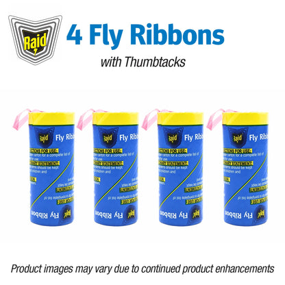 Raid® Fly Ribbon, Fly Traps for Indoors and Outdoors, 4 Pack