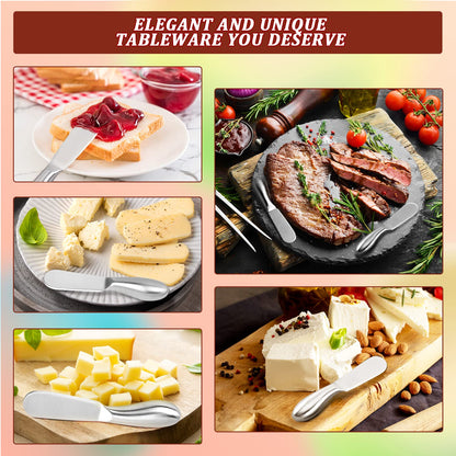 Mlurcu Butter Knives 4 Pieces Stainless Steel Cheese Butter Spreader Knife Set for Cold Butter, Cream Cheese, Jam, Pastry, Charcuterie, Multipurpose Kitchen Gadgets