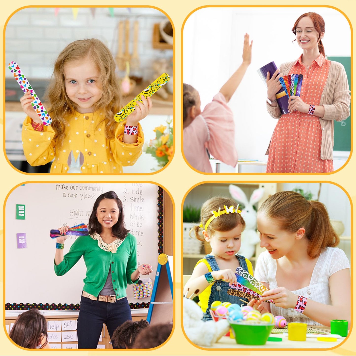 LovesTown Slap Bracelets for Kids, 48 PCS Snap Bracelets Bulk Party Favors Goodie Bag Stuffers Exchanging Gifts Classroom Prizes