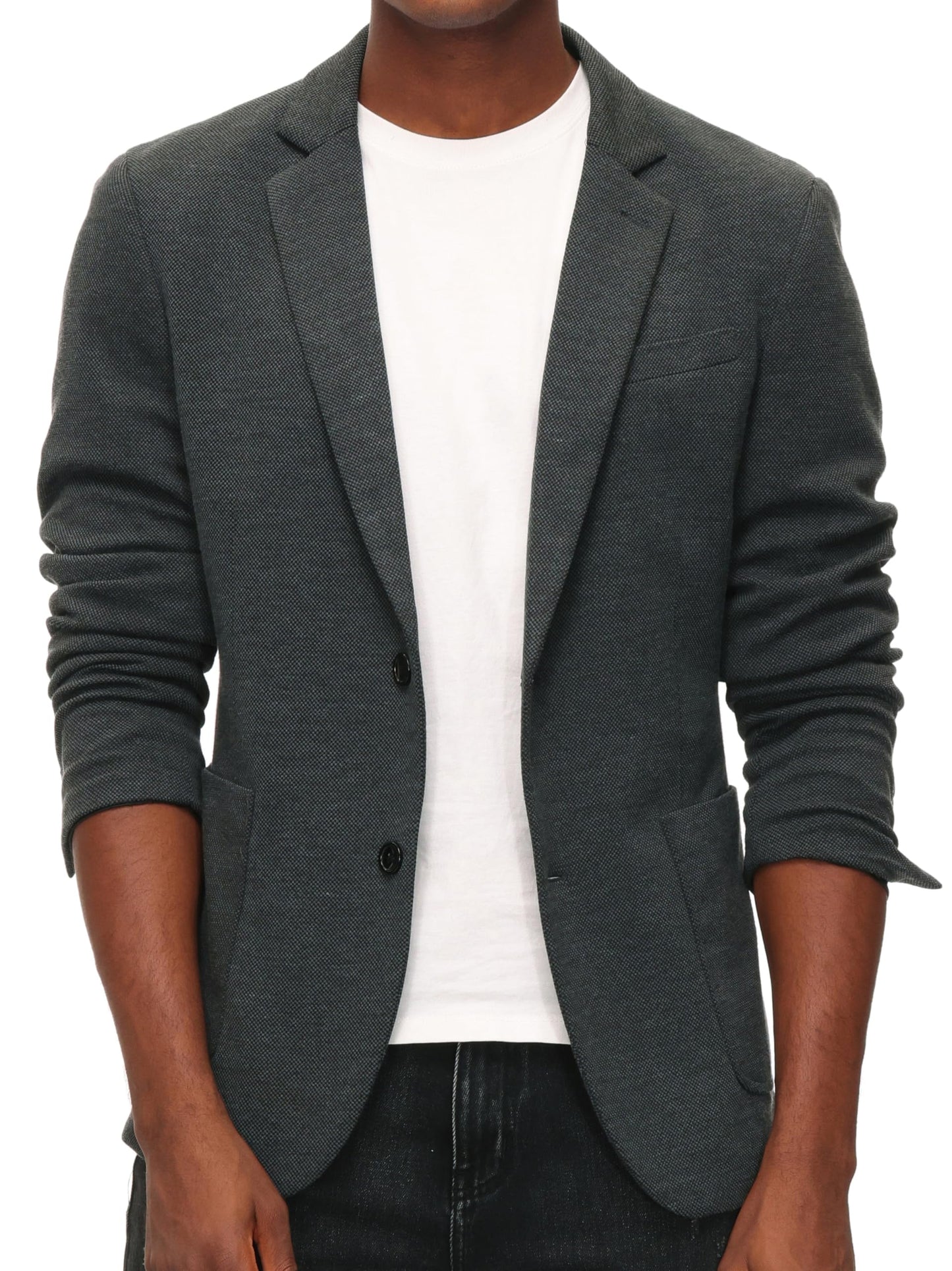 PJ PAUL JONES Mens Casual Knit Blazer Jackets Two Button Unlined Stretchy Sports Coat Grey S