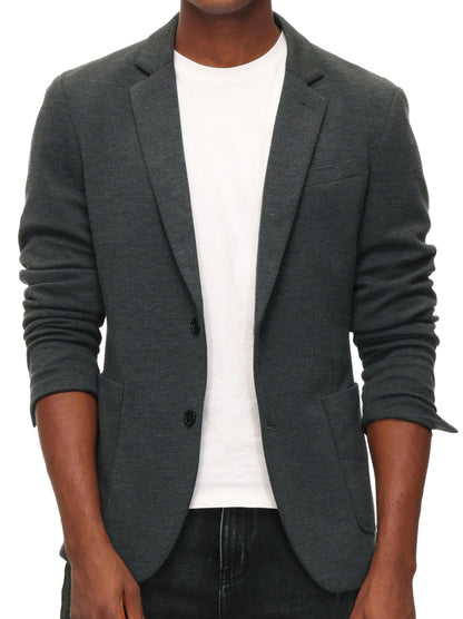 PJ PAUL JONES Mens Casual Knit Blazer Jackets Two Button Unlined Stretchy Sports Coat Grey S