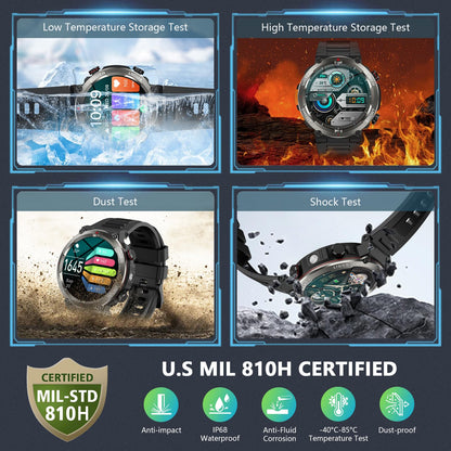 Military Smart Watch for Men, 100 Days Battery/Led Flashlight/Compass/2 Straps/IP68 Waterproof Smart Watches for Men, Tactical Smart Watch Outdoor, Answer/Make Calls Fitness Tracker for iPhone/Android