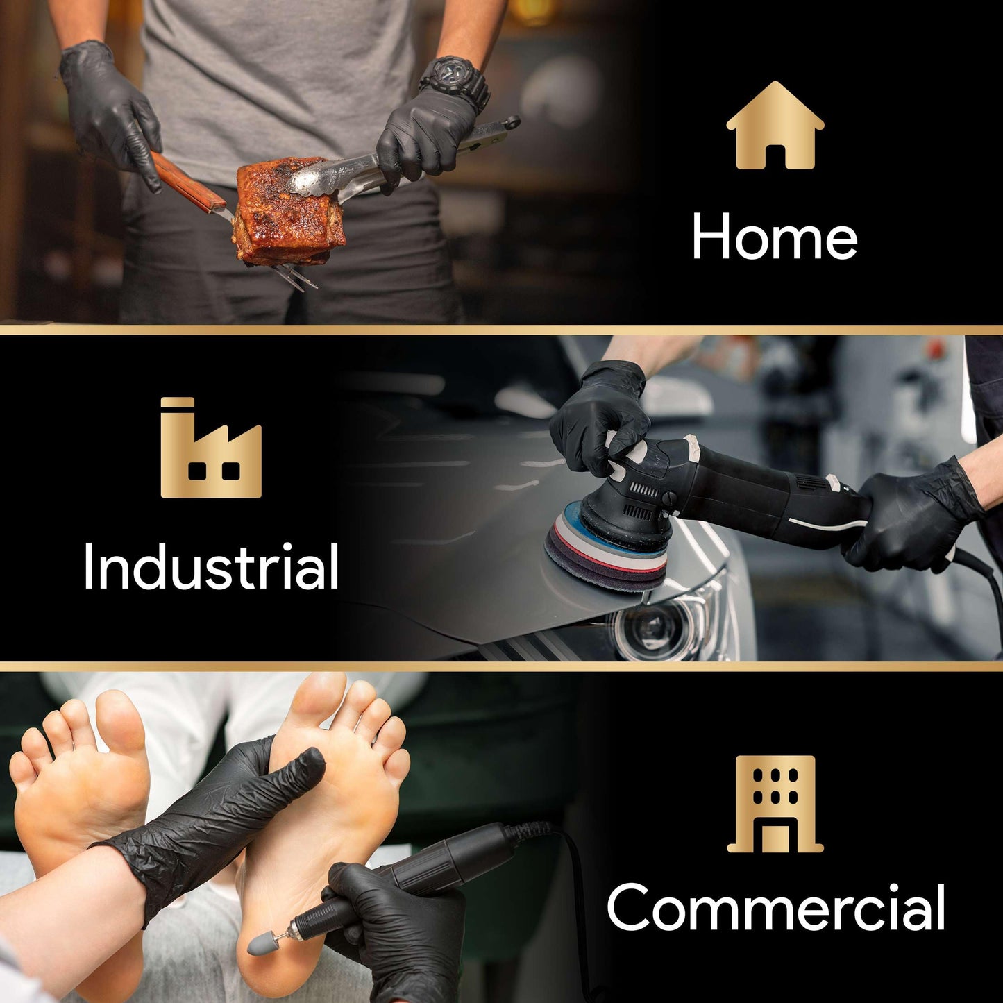 6 Mil Black Nitrile Gloves Medium, Heavy-Duty Disposable Gloves for Mechanics, Food Prep, and Medical Use - Powder-Free, Latex-Free, Extra Thick & Puncture-Resistant Rubber Glove - 50 Count