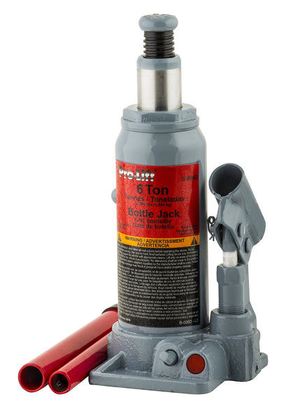 Pro-Lift B-006D Grey Hydraulic Bottle Jack - 6 Ton Capacity