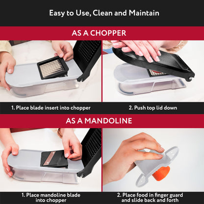 Fullstar Mandoline Slicer for Kitchen - Vegetable Chopper, Onion Potato Food Veggie Fruit Slicer and Cutter with Container, Kitchen Gadgets & Accessories, Home Essentials (6-in-1, White/Black)