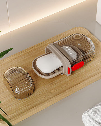 PEISAINOX Travel Soap Case, Leakproof Soap Container with Lid, Portable Bar Soap Holder for Traveling, Soap Dish for Bathroom, Shower, Gym, School, Camping, Vacation, Outdoor-Transparent-Black