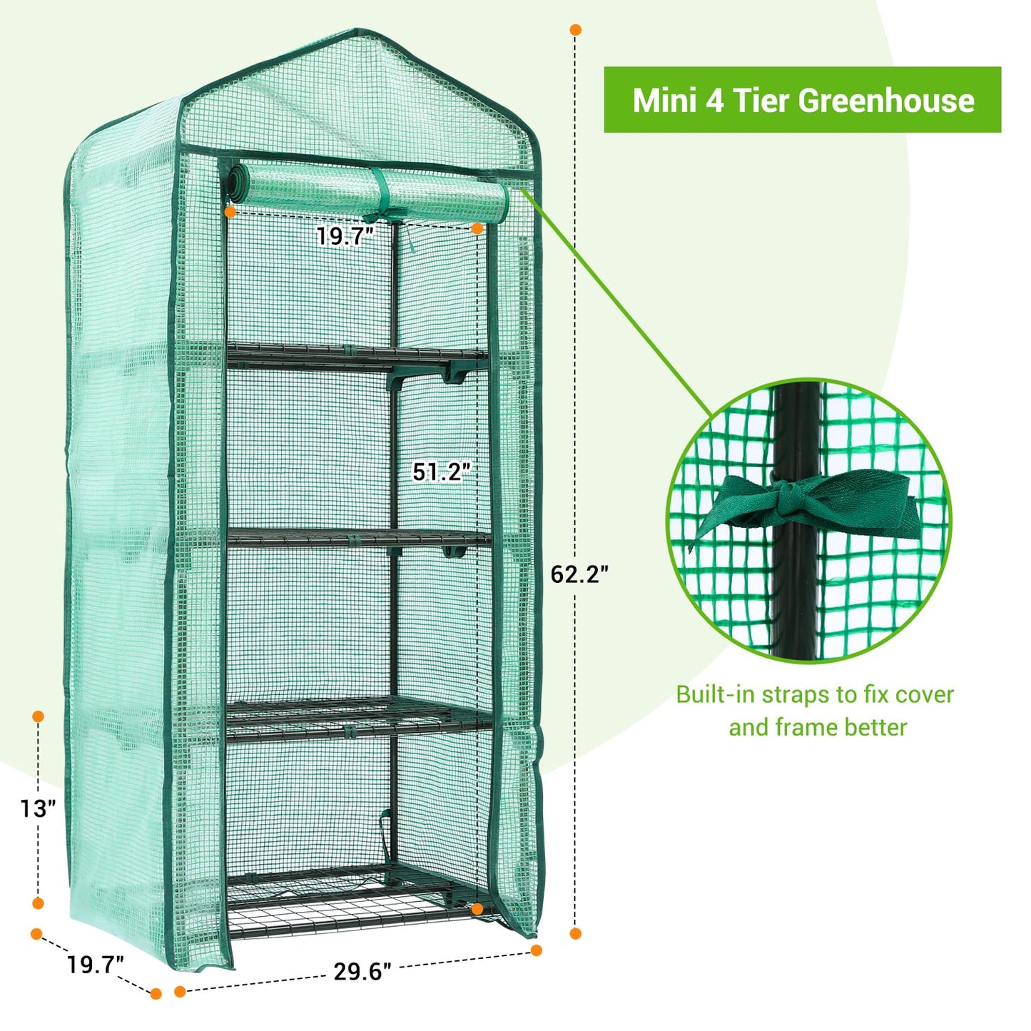 Ohuhu Mini Greenhouse for Indoor Outdoor, Small Plastic Plant Green House 4-Tier Rack Stand Portable Greenhouses with Durable PE Cover for Seedling, 2.5x1.6x5.2 FT, Ideal Gardening Gifts for Women Men