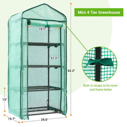 Ohuhu Mini Greenhouse for Indoor Outdoor, Small Plastic Plant Green House 4-Tier Rack Stand Portable Greenhouses with Durable PE Cover for Seedling, 2.5x1.6x5.2 FT, Ideal Gardening Gifts for Women Men