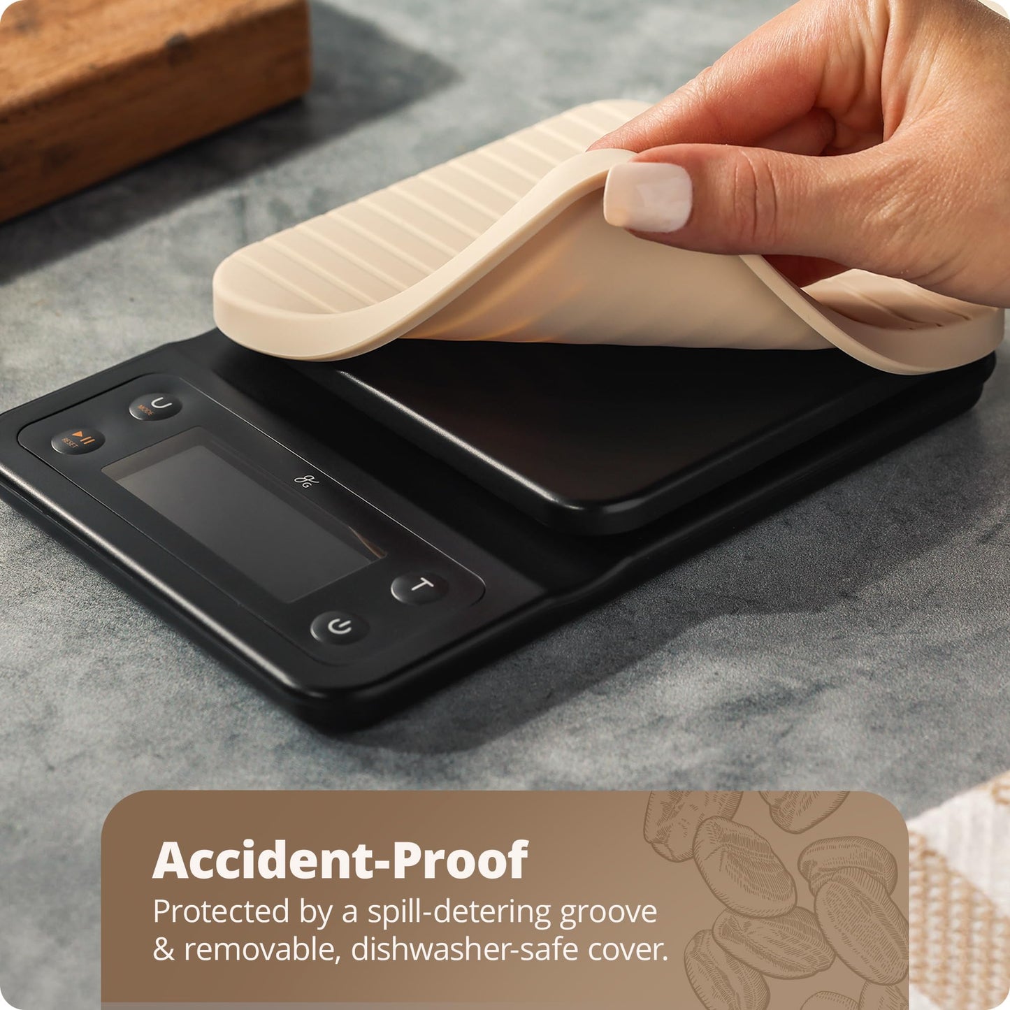 Greater Goods 0.1g Precision Coffee Scale with Timer – 3kg Digital Scale for Pour-Over, Espresso, French Press, Kitchen Use (Birch)