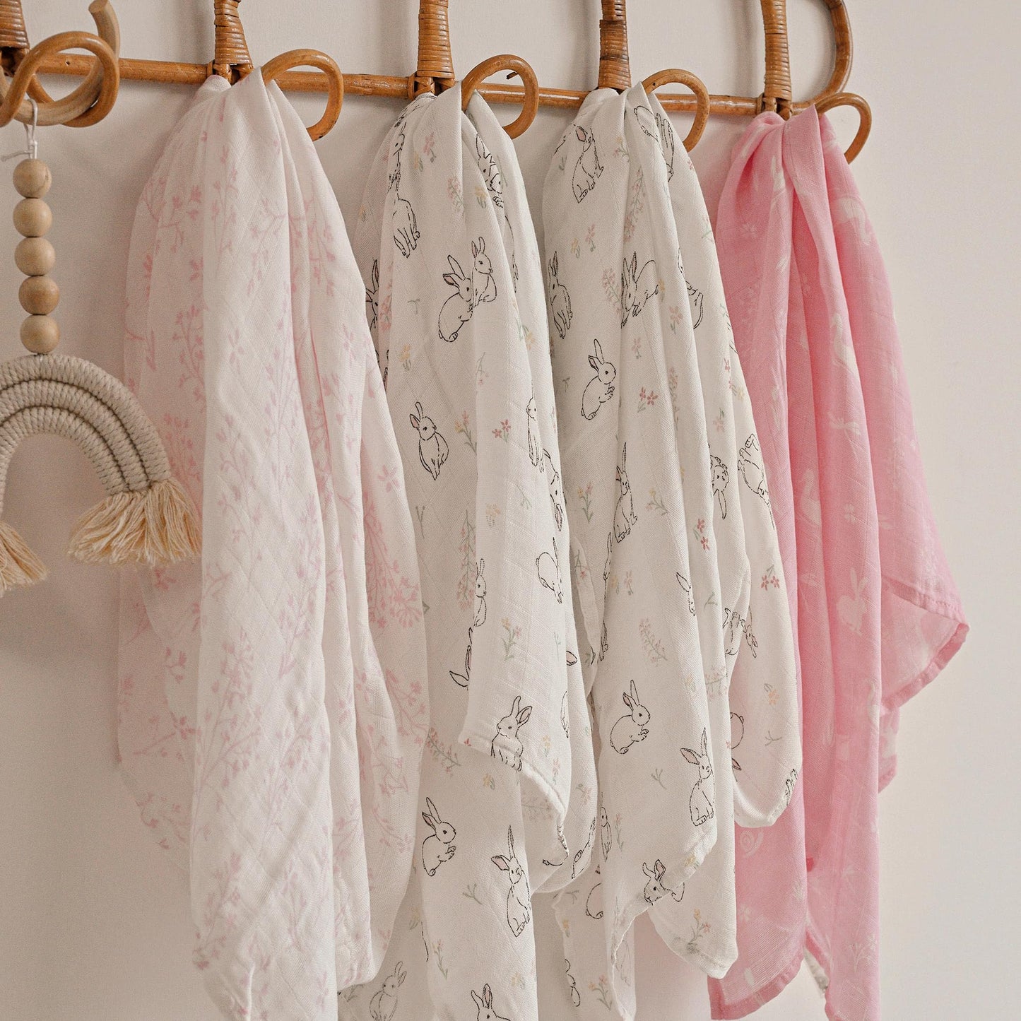 GLLQUEN BABY Receiving Blanket Boy Cotton Muslin Swaddle Blankets Girl Newborn Squares Breathable & Soft Thin Baby Blankets Cloths Double Absorbent Infant Swaddling Wrap - 6 Pack (Looking for Spring)