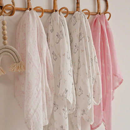 GLLQUEN BABY Receiving Blanket Boy Cotton Muslin Swaddle Blankets Girl Newborn Squares Breathable & Soft Thin Baby Blankets Cloths Double Absorbent Infant Swaddling Wrap - 6 Pack (Looking for Spring)