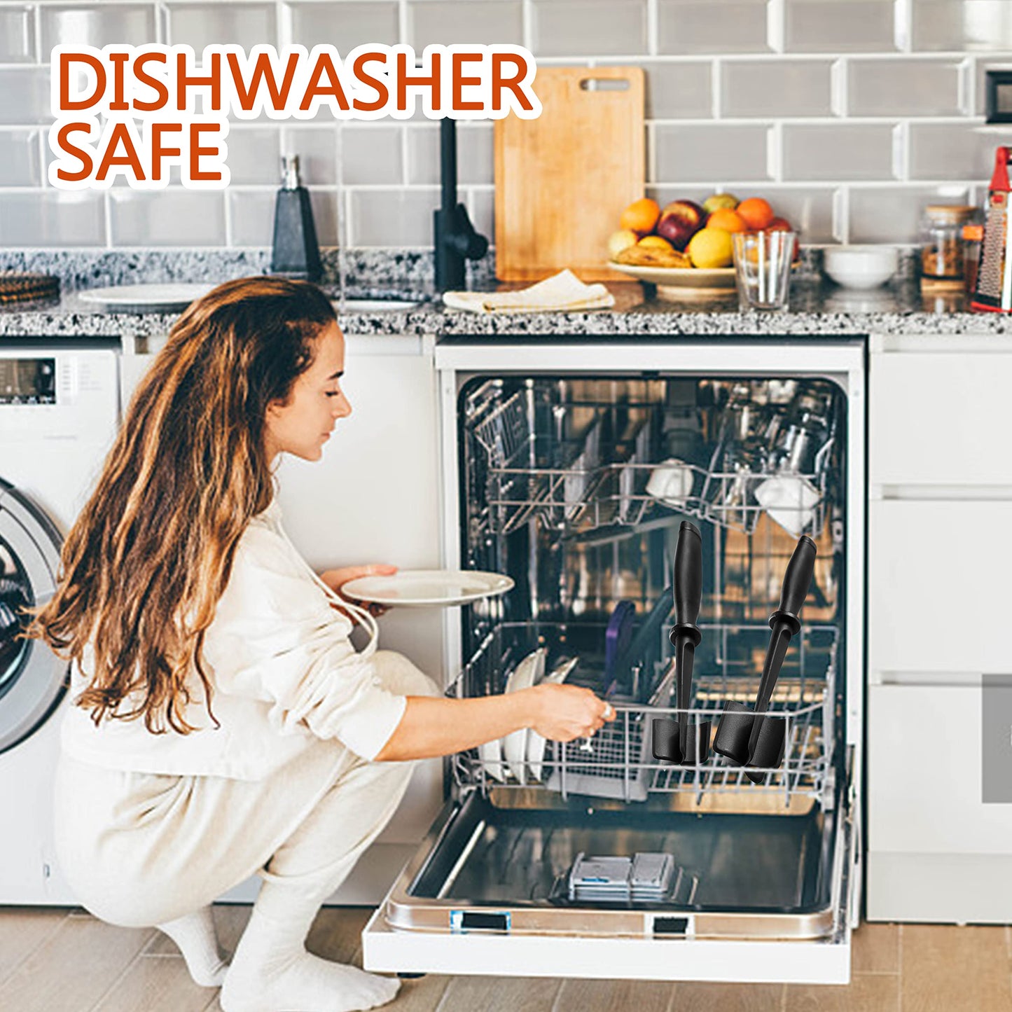 Meat Chopper Masher for Ground Beef and Hamburger Meat, Heat Resistant 5 Curved Blades Ground Beef Smasher, Nylon Meat Spatula Hamburger Chopper, Mix and Chop Kitchen Tool