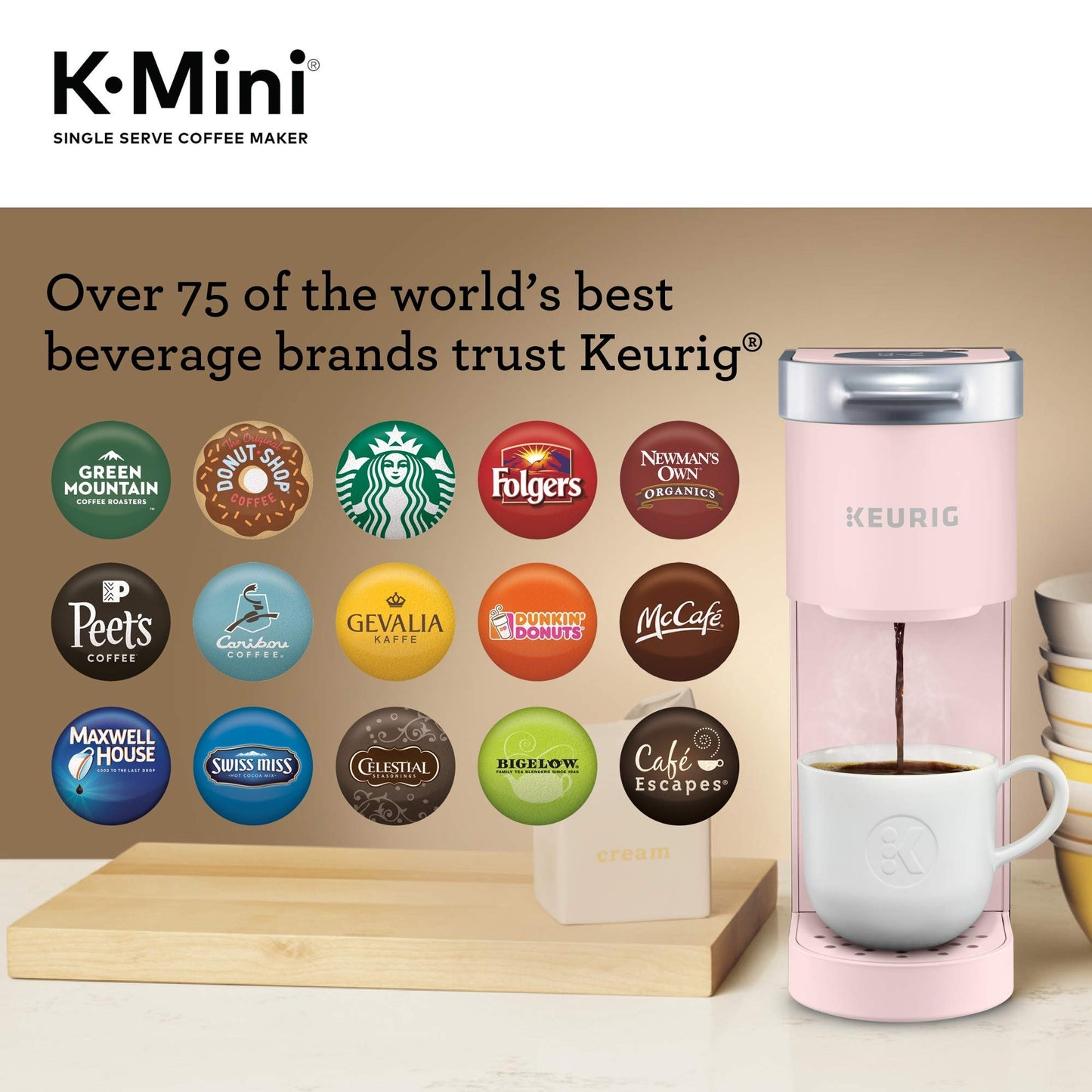 Keurig K-Mini Single Serve K-Cup Pod Coffee Maker, 6 to 12oz Brew size, with Cord Storage, Perfect for Small Spaces, Dusty Rose