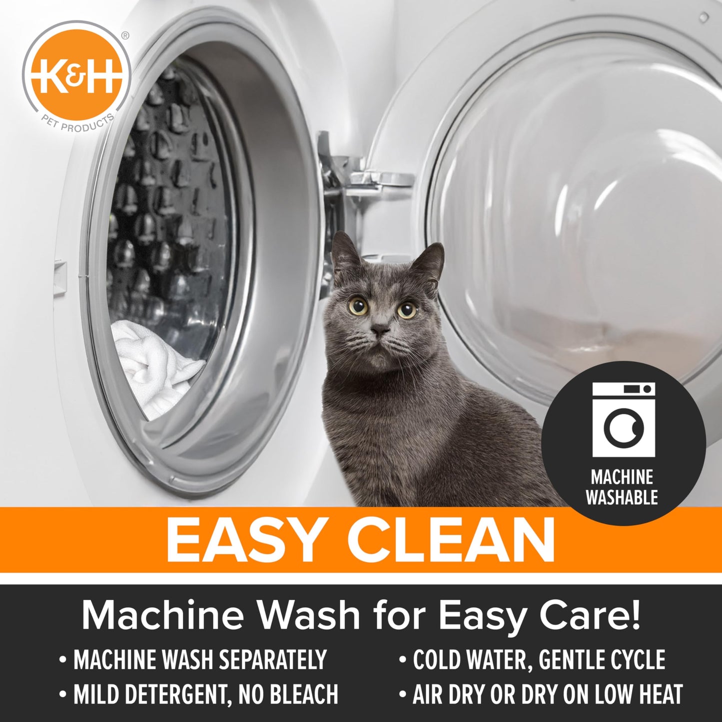 K&H PET PRODUCTS Self-Warming Cat Bed Pad, Self Heating Pad for Outdoor Cat Houses, Warming Mat for Indoor Pet Beds & Furniture, Reversible Blanket, Machine Washable - Small 21 X 17in Gray/ Black