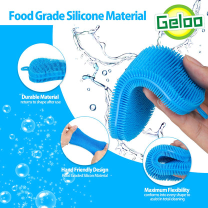 Geloo.Silicone Sponge Dish Brush, Double Sided Cleaning Brush for Dishes, Kitchen Gadgets and Accessories (3 Pack)