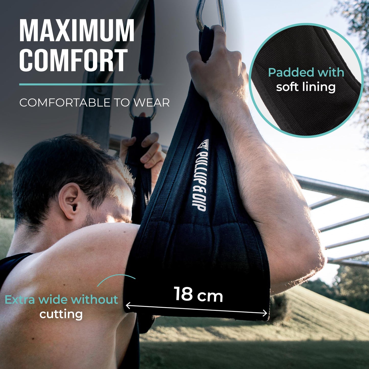 PULLUP & DIP Ab Straps, Premium Abdominal Slings for Abdominal Training, Padded Workout Straps for Crunches, Hanging, Leg Raise, Set of 2 Ab Slings for Pull-Up and Chin-Up Bar