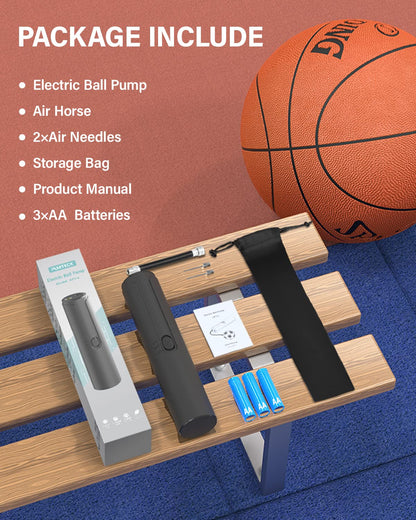 Pumteck Electric Air Ball Pump: Portable Fast Inflation Pump with LED Light for All Sports Balls Basketball Soccer Football Volleyball Exercise Accessories with 2 Needles and Storage Bag