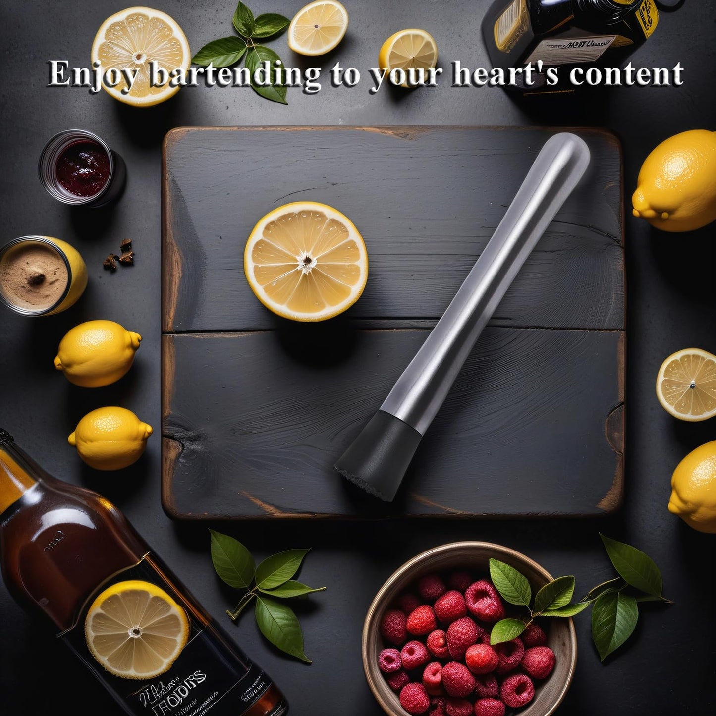 Ortarco 10 Inch Stainless Steel Muddler for Cocktail and 10 Inch Mixing Bar Spoon, 2 Pices Home Bar Tool Set