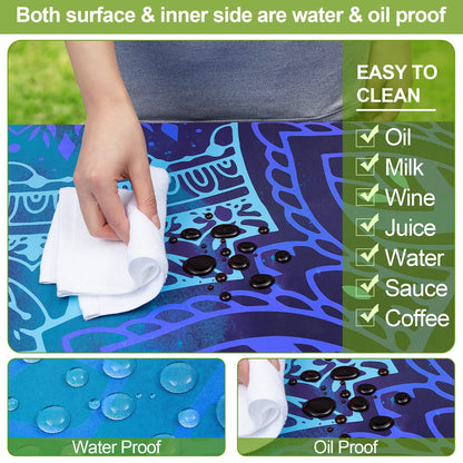 Picnic Table Cover with Bench Covers 6FT 3 Pcs Waterproof Windproof Aesthetic Camping Tablecloth with Drawstring Bag, Fitted for 6 Foot Rectangle Tables and Seats, 72 inch, Dark Blue Green