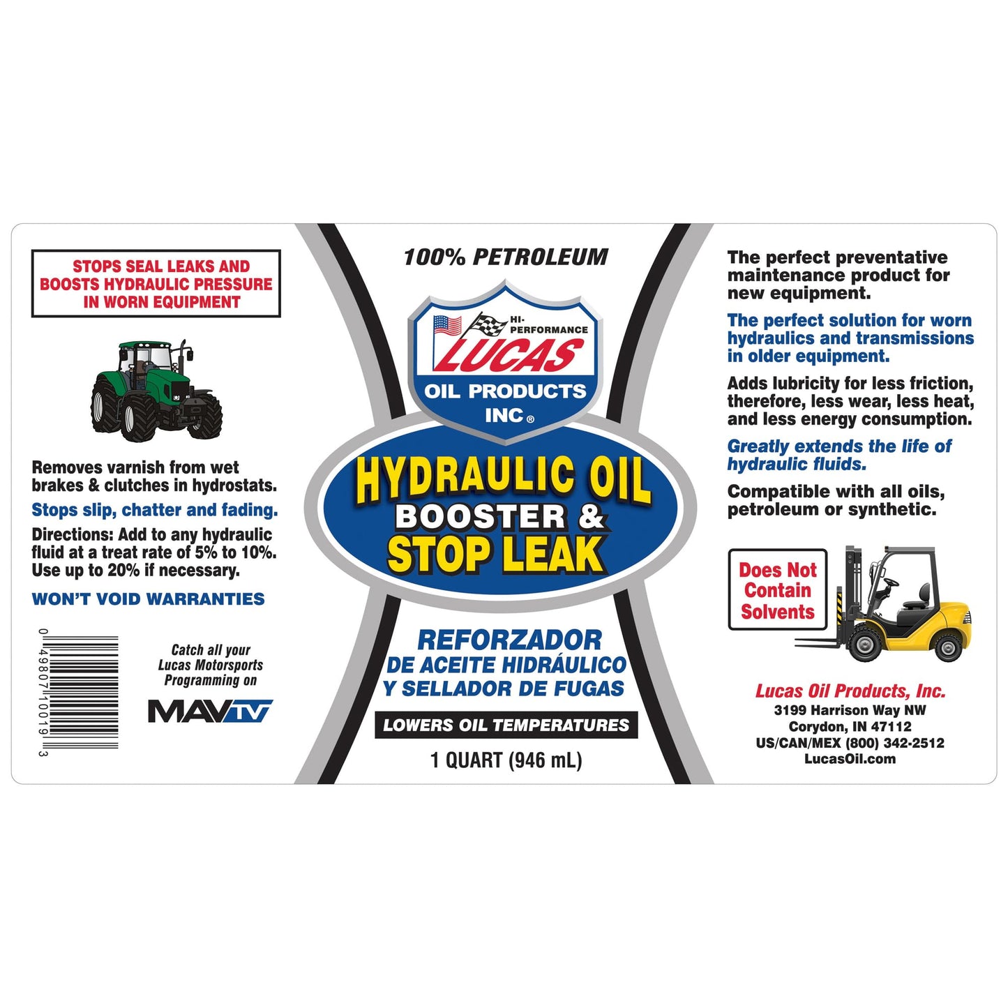 Lucas Oil 10019 Hydraulic Oil Booster and Stop Leak - 1 Quart, White, 32 Ounce