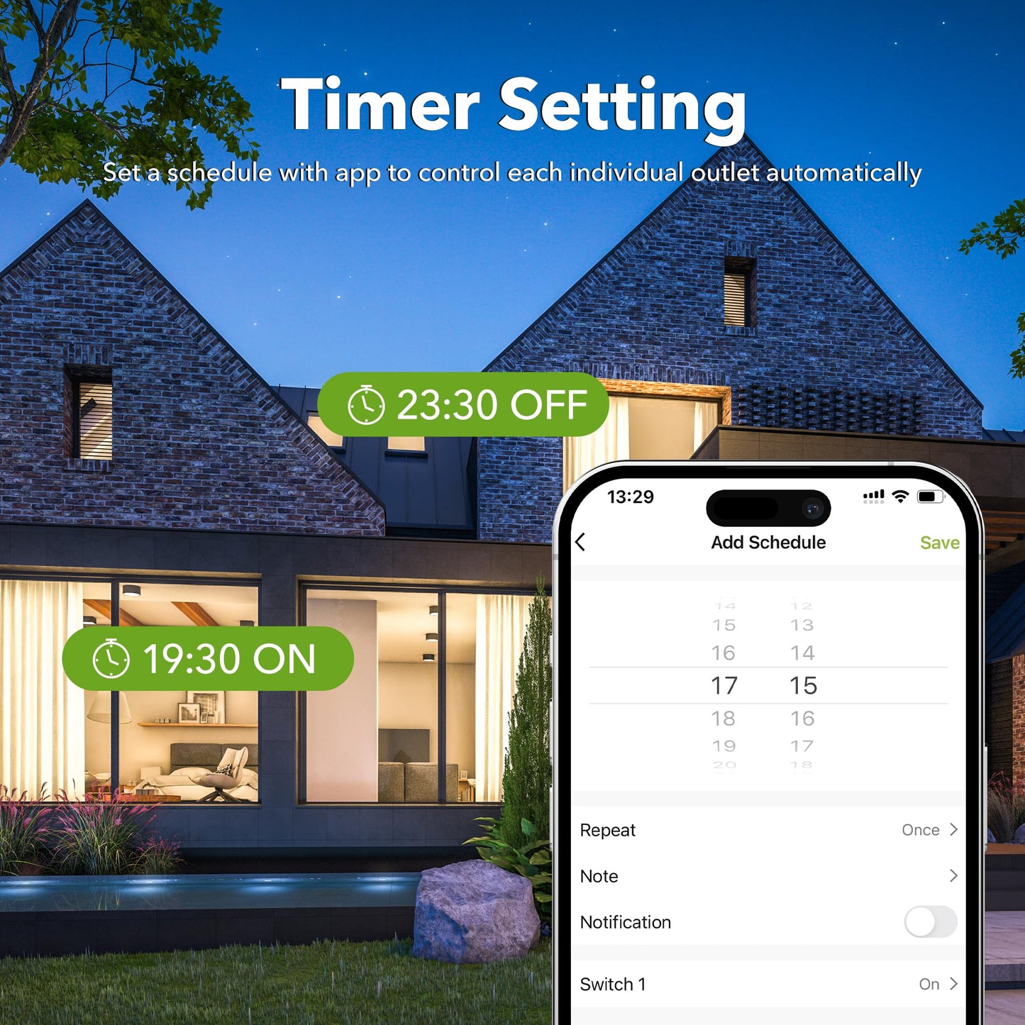 Outdoor Smart WiFi Plug, HBN Heavy Duty Wi-Fi Timer with Two Grounded Outlet, Wireless Remote Control by App Compatible with Alexa and Google Home Assistant 2.4 GHz Network only, ETL Listed (1 Pack)