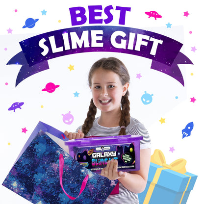 Original Stationery Galaxy Slime Kit - Box, Space Theme - Make Your Own Slime Kit with Glow-in-The-Dark Stars & Glitter Powders for Girls, Ages 8-12