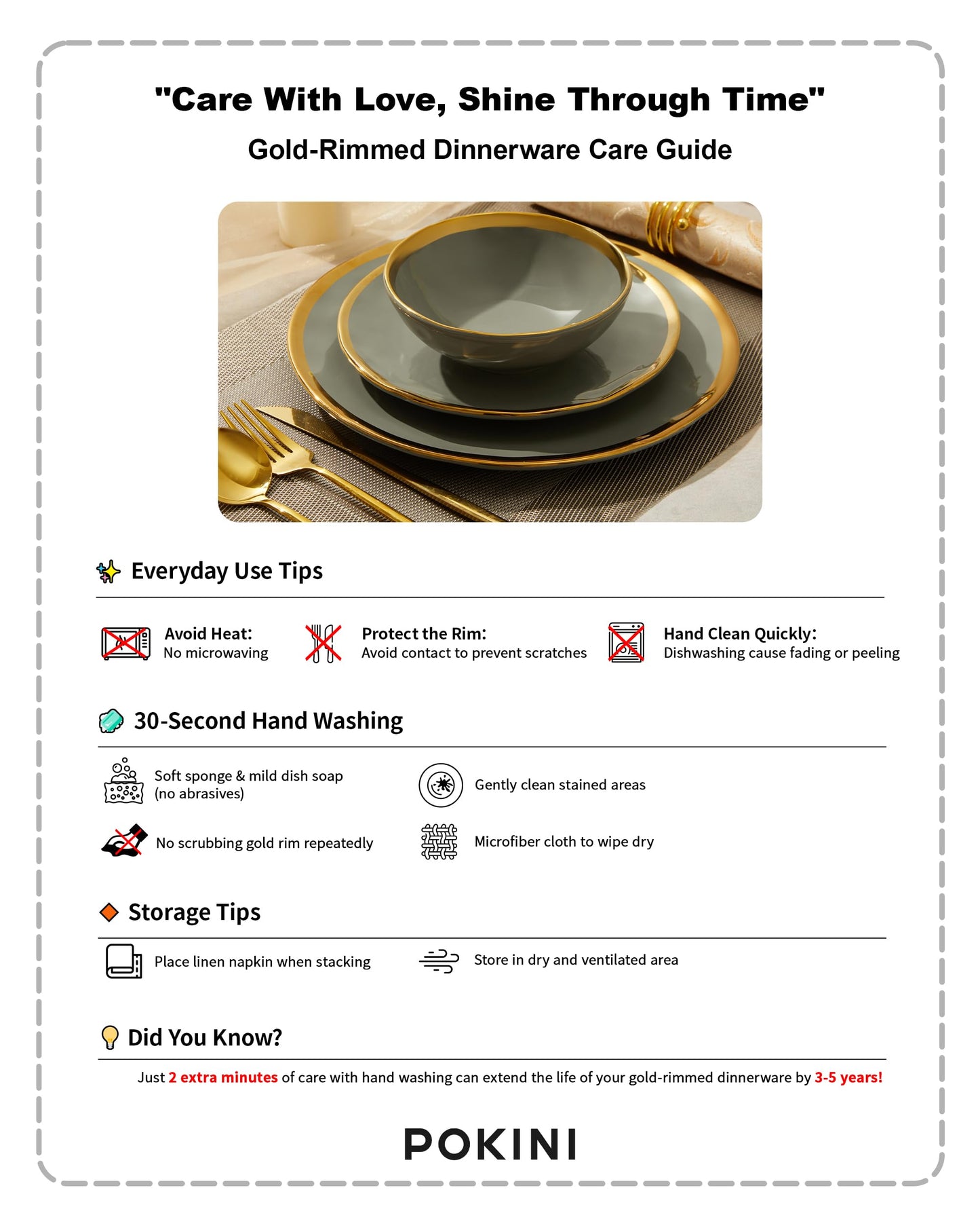 Pokini Porcelain Luxury Dinnerware Sets, Modern Plates and Bowls Sets for 4, Highly Chip and Crack Resistant, Grey and Gold Rim China Dishes Set for Wedding Anniversary