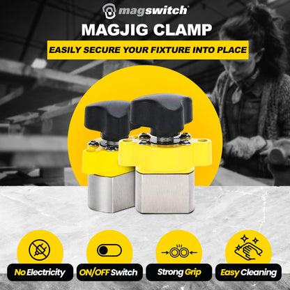 Magswitch MagJig 95 Magnetic Clamp, Set of 2 Woodworking and Welding Magnet Clamp Holder, 95 lb Holding Force, Powerful Magnets Heavy Duty On Off Magnet Switch Tools