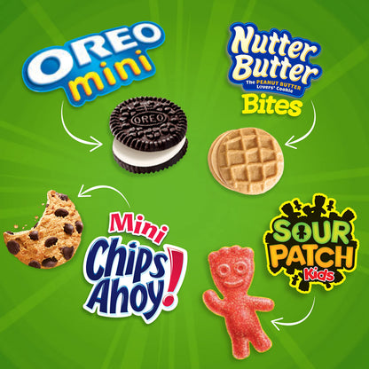 OREO Mini Cookies, CHIPS AHOY! Mini Cookies, SOUR PATCH KIDS Candy & Nutter Butter Bites & Candy Variety Pack, 32 Snack Packs