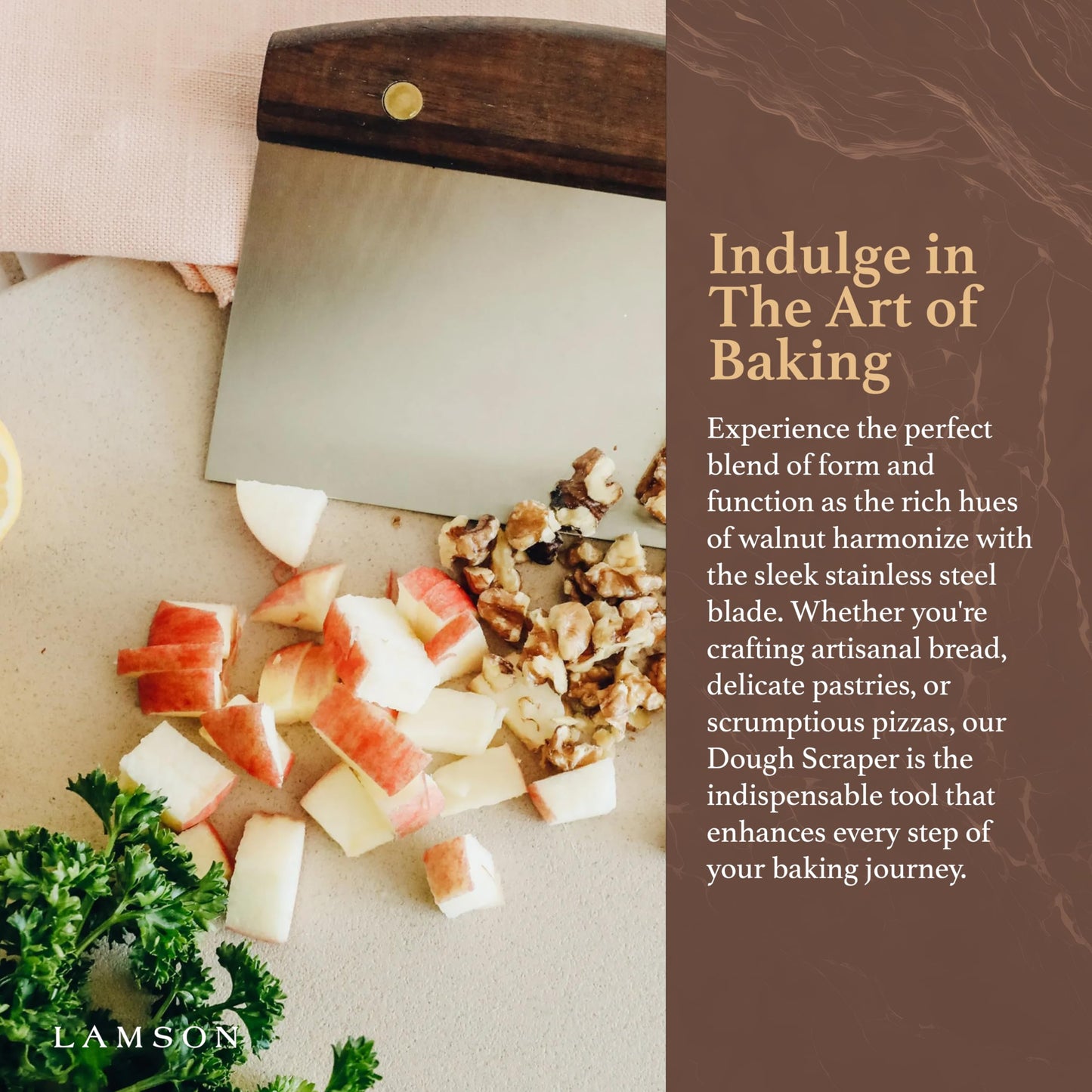 Lamson 3" x 6" Dough (Bench) Scraper with Walnut Handle