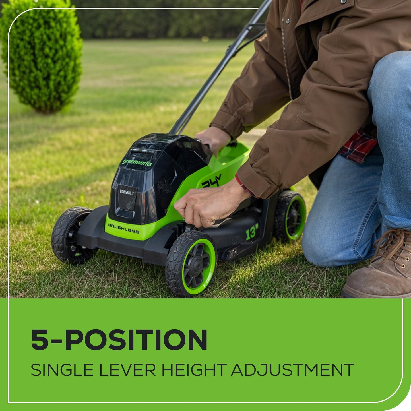 Greenworks 24V 13" Brushless (Push) Cordless Lawn Mower, 4.0Ah Battery and Charger