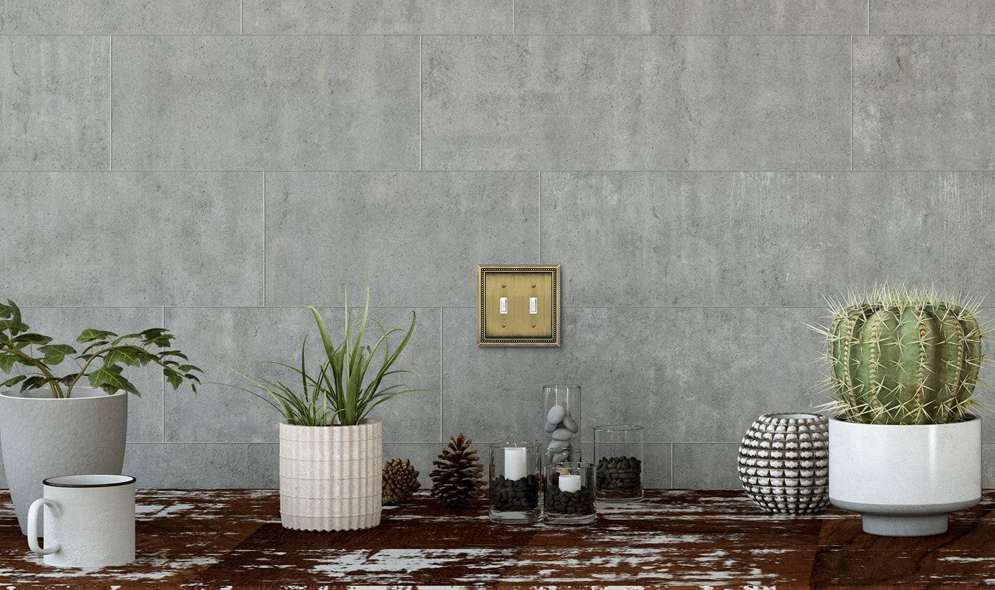 Henne Bery Sunken Pearls Heavy Duty Decorative Wall Plate Switch Plate Outlet Cover (Double Toggle, Antique Brass)