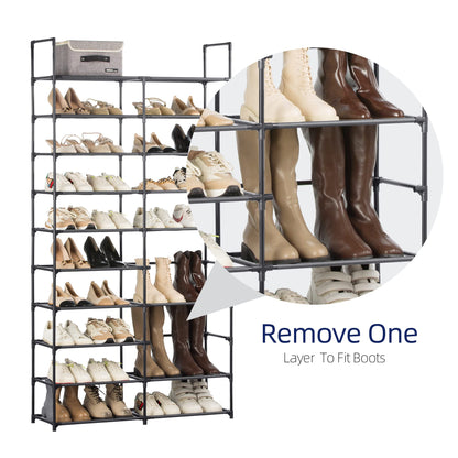 HODYANN 10 Tiers Shoe Rack, 30-40 Pairs Large Shoe Organizer, Sturdy Shoe Storage, Space Saving Tall Metal Shoe Shelf, Stackable Shoe Rack for Closet, Entryway, Bedroom, Black