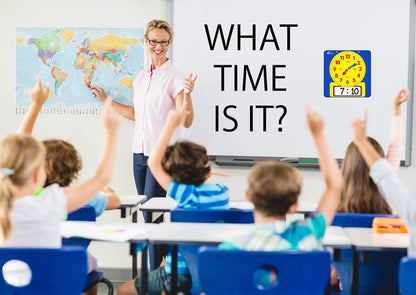 Large Dry Erase Magnetic Teaching Demonstration Clock, Kids Telling Time Learning Clock for Analog and Digital Time, Labelled Minute & Hour Hands, for School Classrooms & Homeschool Supplies