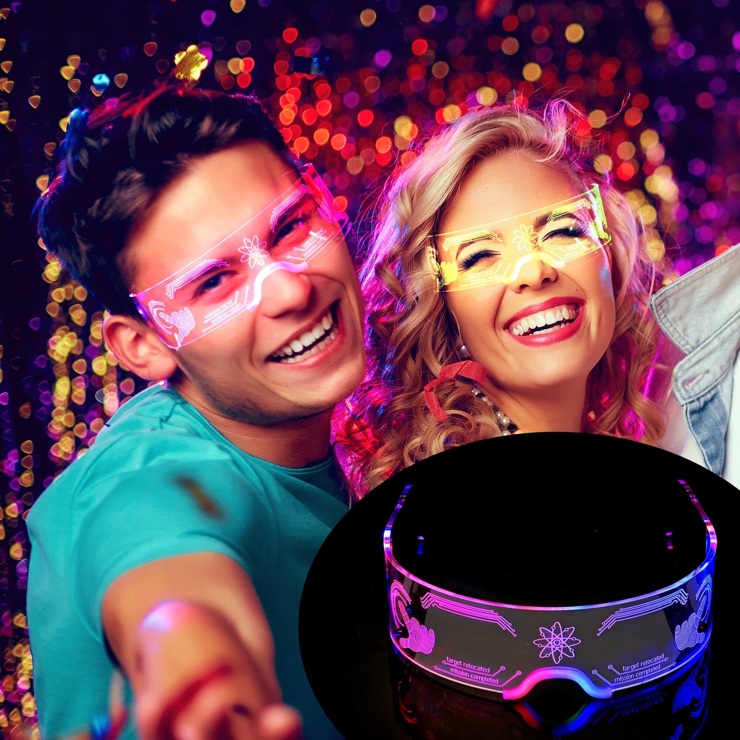 Oybete Led Light Up Glasses For Party LED Glass For Kids Adult Futuristic Sunglasses Multi Color Cosplay Costumes Neon Accessories,Gifts (Future Glasses)