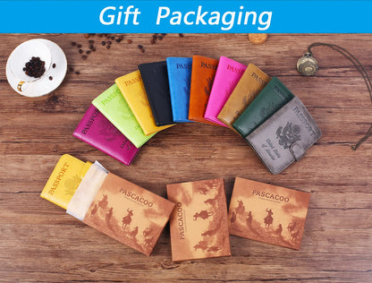 Passport Holder Cover Wallet RFID Blocking Leather Card Case Travel Accessories for Women Men (Pink)