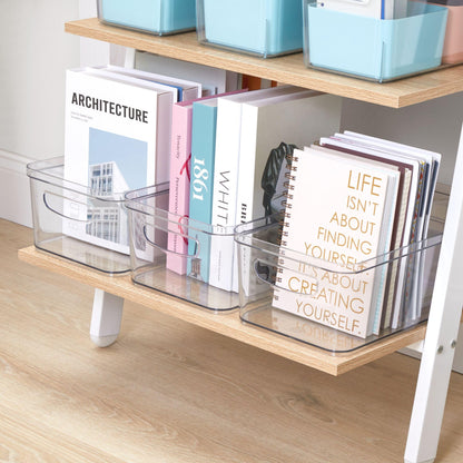 iDesign BPA-Free Plastic Crisp Large Pantry and Fridge Organizer with Easy to Grip Integrated Handles for Kitchen, Fridge, Freezer, Pantry and Cabinet Organization, 16" x 8" x 5", Clear