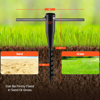 FactionGarden Umbrella Stands for Outside, Heavy Duty Beach Umbrella Sand Anchor Metal Outdoor Umbrella Base In Ground Umbrella Holder Stand No Dig Screw In Ground Anchor