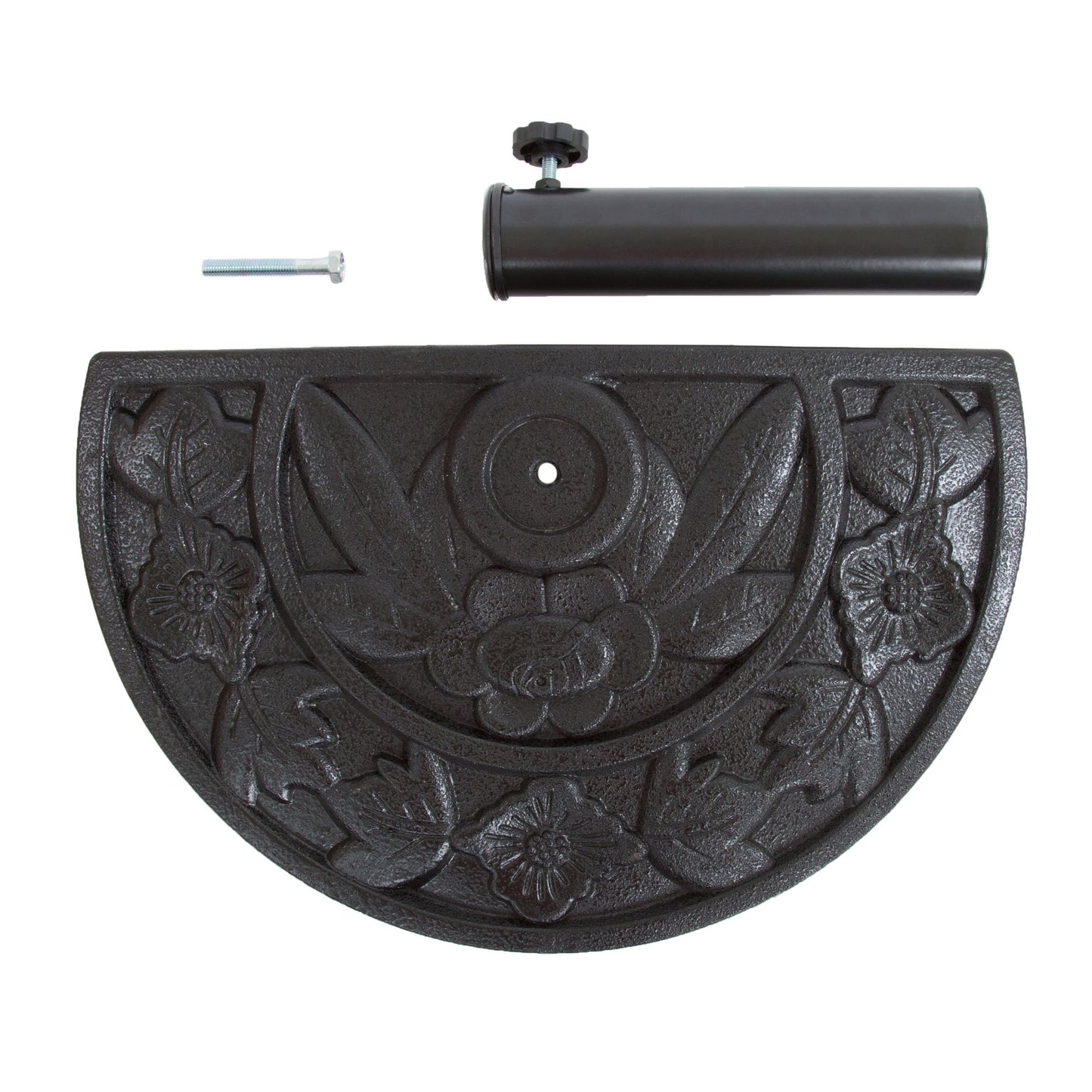 Half Round Umbrella Base - 20lb Weighted Semicircle Freestanding Resin and Concrete Umbrella Stand for Outdoor Use by Pure Garden (Black)