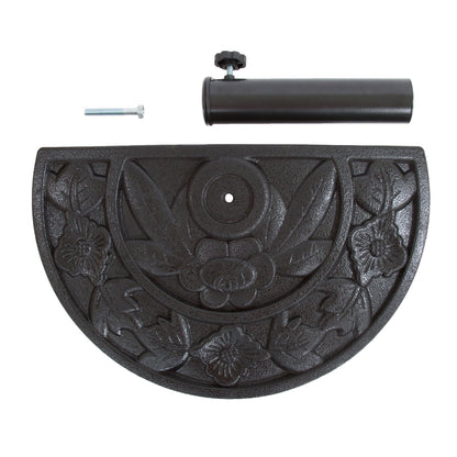 Half Round Umbrella Base - 20lb Weighted Semicircle Freestanding Resin and Concrete Umbrella Stand for Outdoor Use by Pure Garden (Black)