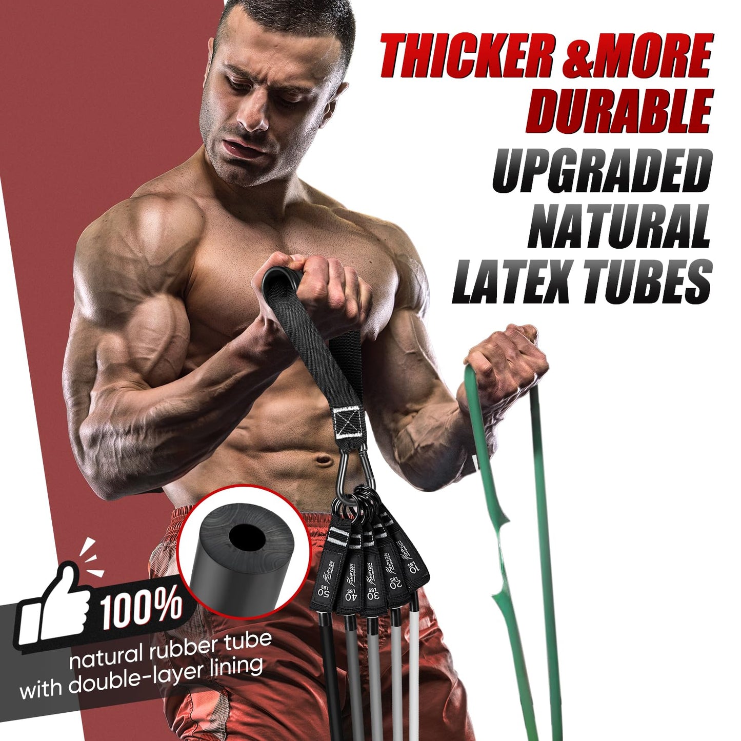 HPYGN Resistance Bands, Exercise Bands for Working Out, Workout Bands Men, Fitness Band with Handle, Door Anchor, Home Gym Equipment for Musle Training, Physical Therapy, Strength Training, Shape Body