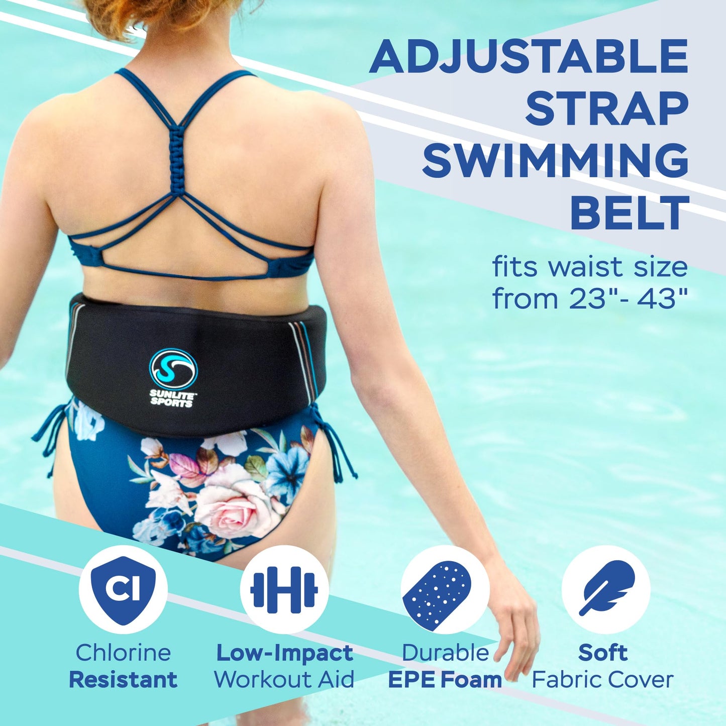 Sunlite Sports Water Workout Combo Set, High Density Water Weights for Pool Exercise, Swim Belt, Aerobics Equipment, Aqua Jogger Belt, Pool Fitness, Aqua Therapy & Exercise
