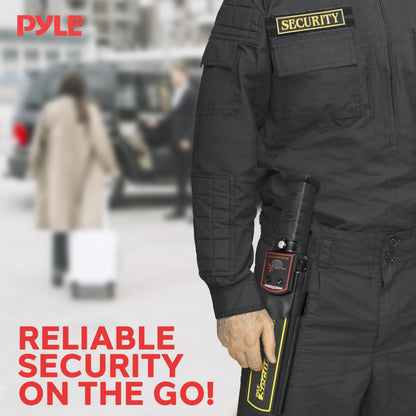 Pyle Handheld Metal Detector Security Wand - Portable Battery Operated Super Security Scanner w/ Adjustable Sensitivity, Sound Vibration Alerts, Detects Weapons, Knives and Other Metal Objects