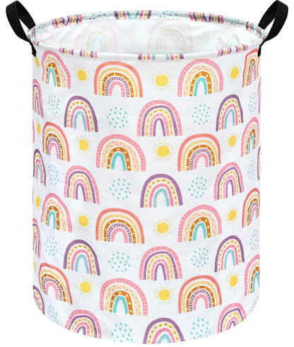MAIZMZ Kids Rainbow Hamper Laundry Basket Storage Bins Gift Organizer Clothes Toy Box Large Canvas Collapsible Chest for Home/Dorm/Kitchen/Pet/Office/Closet/Shelf/Room Decor