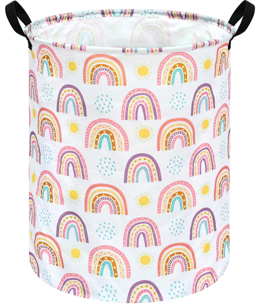 MAIZMZ Kids Rainbow Hamper Laundry Basket Storage Bins Gift Organizer Clothes Toy Box Large Canvas Collapsible Chest for Home/Dorm/Kitchen/Pet/Office/Closet/Shelf/Room Decor