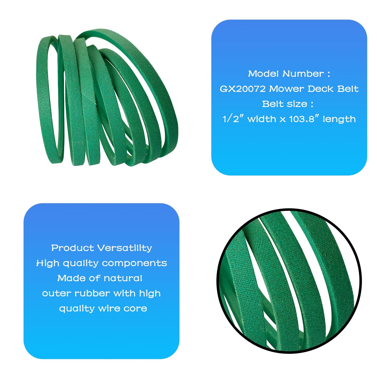 GX20072 42 inch Deck Belt for John Deere D100 D105 D110 D120 D125 D130 L100 L110 E110 E120 E100 LA105 LA110 LA115 S100 GY20570 Lawn Mower