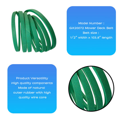 GX20072 42 inch Deck Belt for John Deere D100 D105 D110 D120 D125 D130 L100 L110 E110 E120 E100 LA105 LA110 LA115 S100 GY20570 Lawn Mower