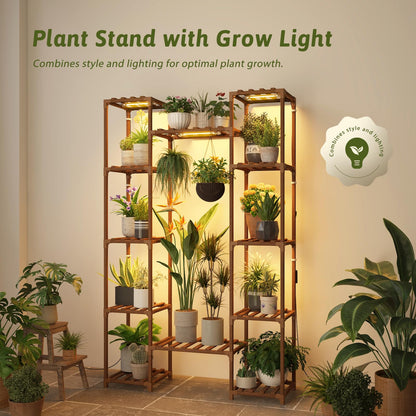 GENTINGBRO Plant Stand Indoor with Grow Lights for Indoor Plants 62.2'' Tall Plant Shelf 12 Tiers Sturdy Plant Rack for Plants Dispaly for Living Room Garden Patio Decor